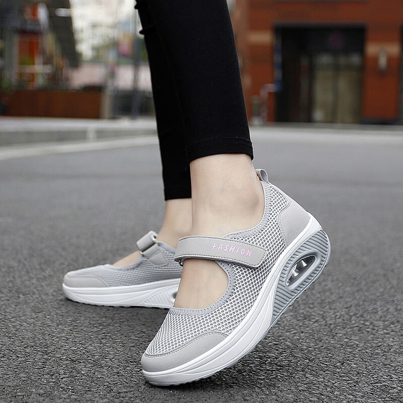 Womens stretchable breathable lightweight walking shoes