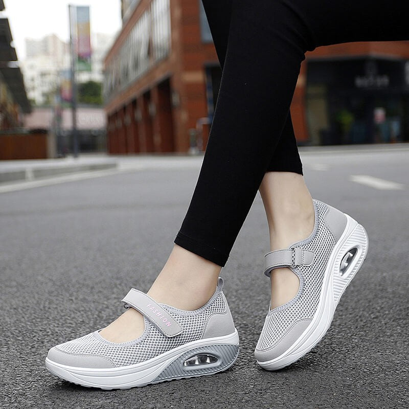 Womens stretchable breathable lightweight walking shoes